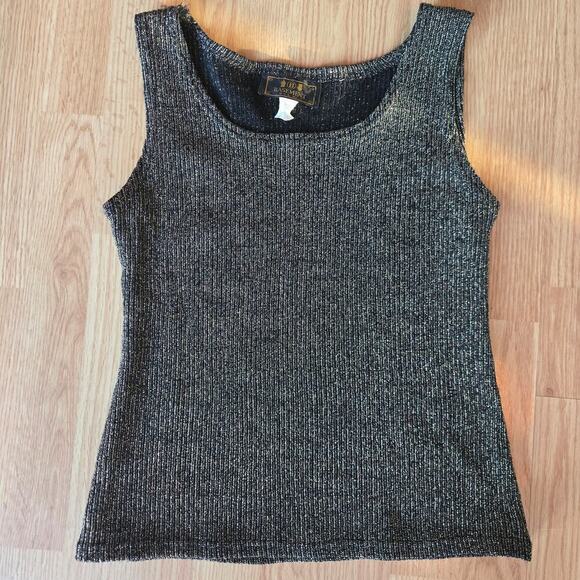 Vintage 90s Y2K Basement USA Women Gold Lurex Tank Top L Fairy Grunge Whimsigoth - Picture 1 of 8